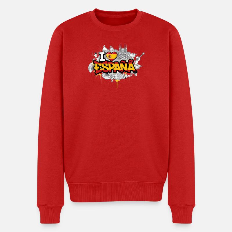 Vibrant Graffiti Espagne drapeau Love Design - Pull Premium bio Homme - rouge