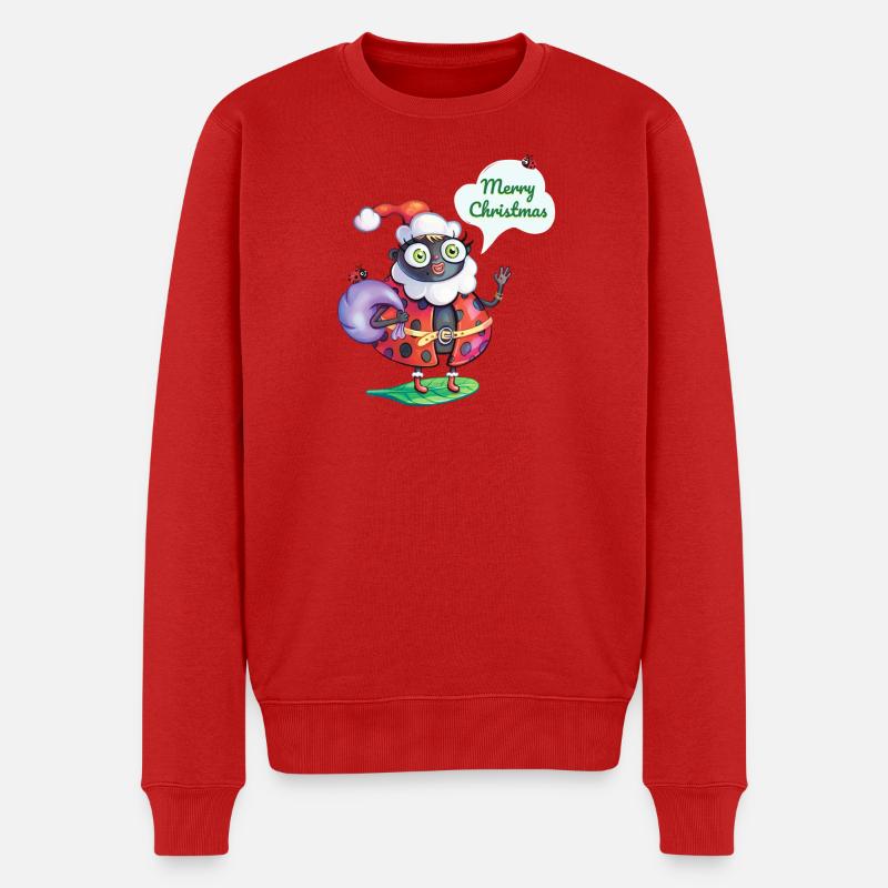 Santa Marienkäfer Weihnachten - Männer Premium Bio Pullover - Rot