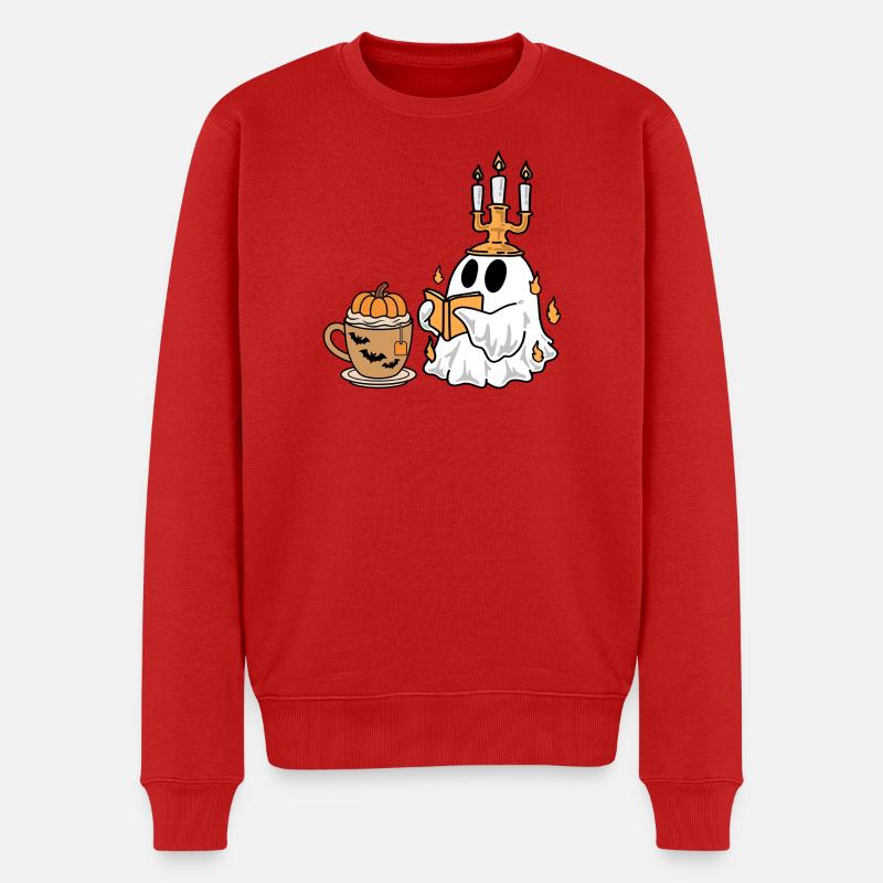 HALLOWEEN_GHOST - Männer Premium Bio Pullover - Rot