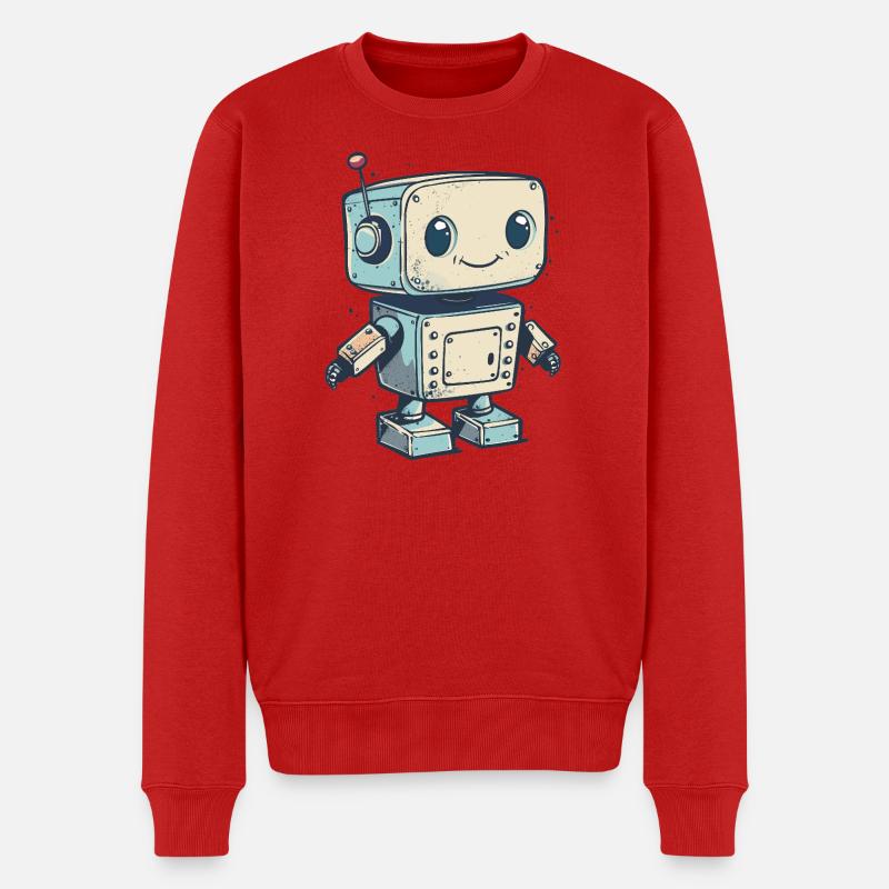 Niedlicher Retro-Roboter Druck - Männer Premium Bio Pullover - Rot