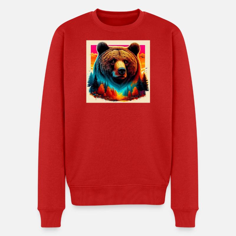 Bär - Männer Premium Bio Pullover - Rot