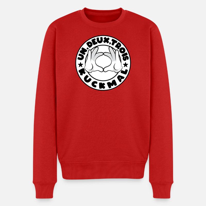 Eins, zwei, drei, kuckmal! - Männer Premium Bio Pullover - Rot