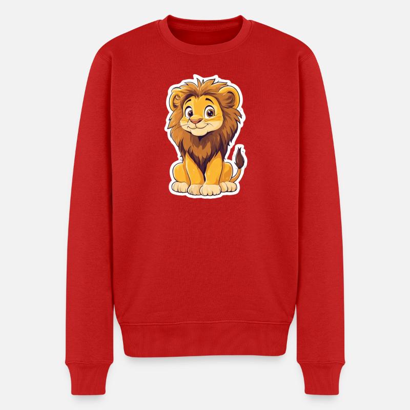 Löwe - Männer Premium Bio Pullover - Rot