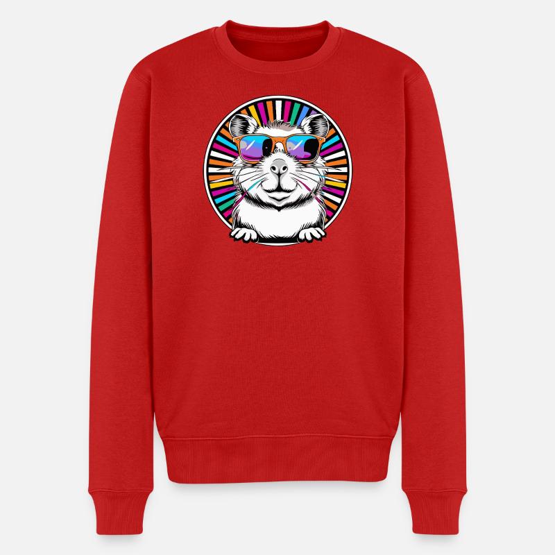 Cooler Hamster mit Sonnenbrille - Männer Premium Bio Pullover - Rot