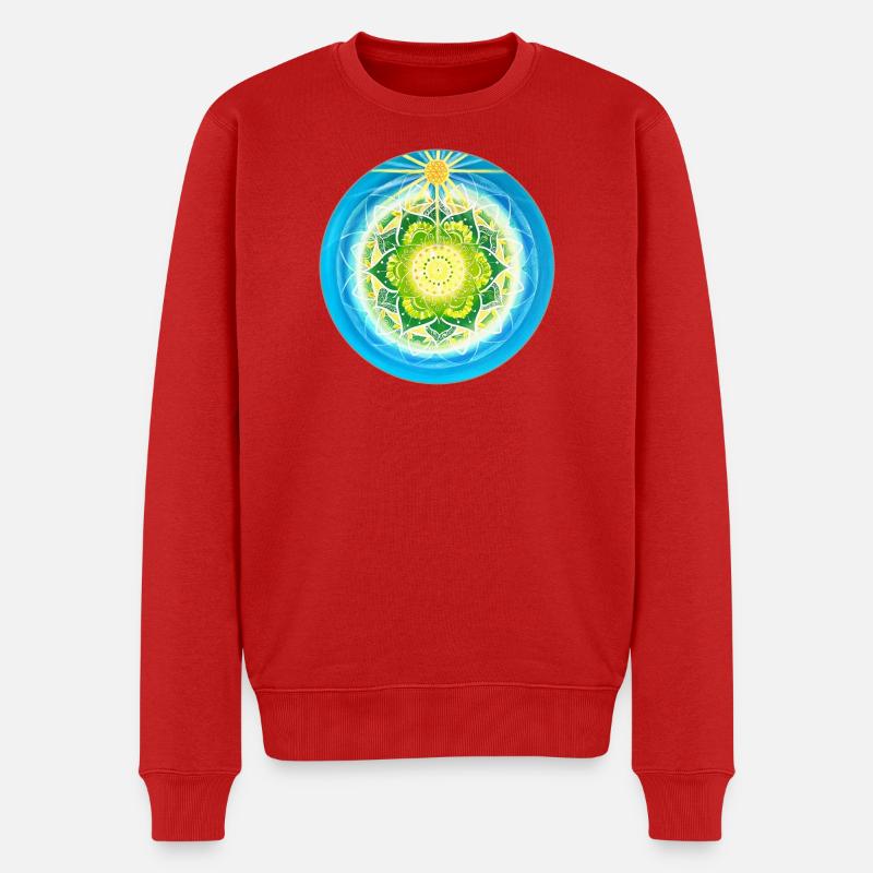 Lebendiges lichtvolles Mandala - Männer Premium Bio Pullover - Rot