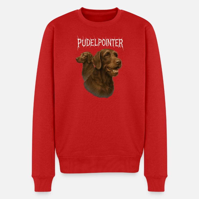 Caniche Pointer - Pull Premium bio Homme - rouge