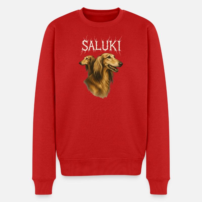 Saluki - Männer Premium Bio Pullover - Rot