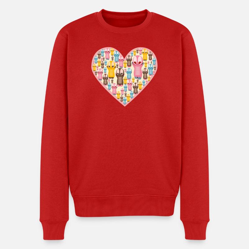 Niedliche Kawaiifiguren Herz - Männer Premium Bio Pullover - Rot