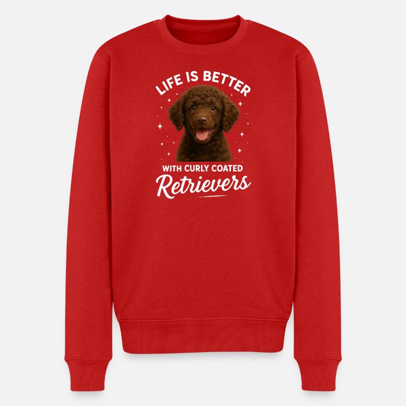 Curly Coated Retriever - Männer Premium Bio Pullover - Rot