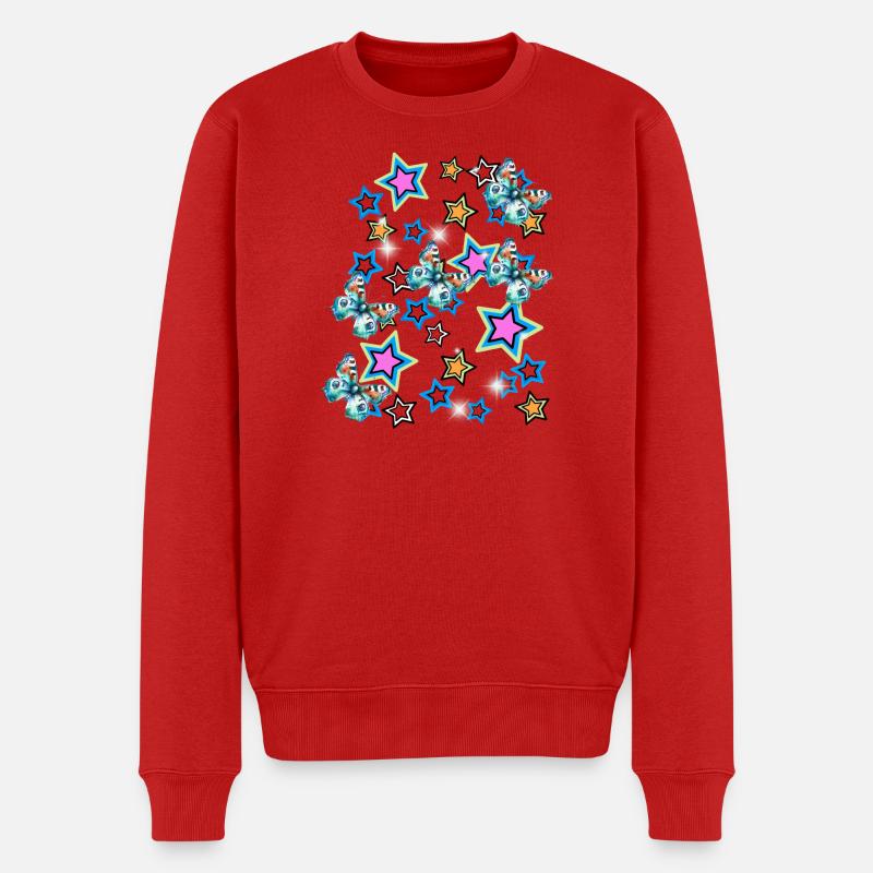 Retro Insekten Schmetterlinge - Männer Premium Bio Pullover - Rot
