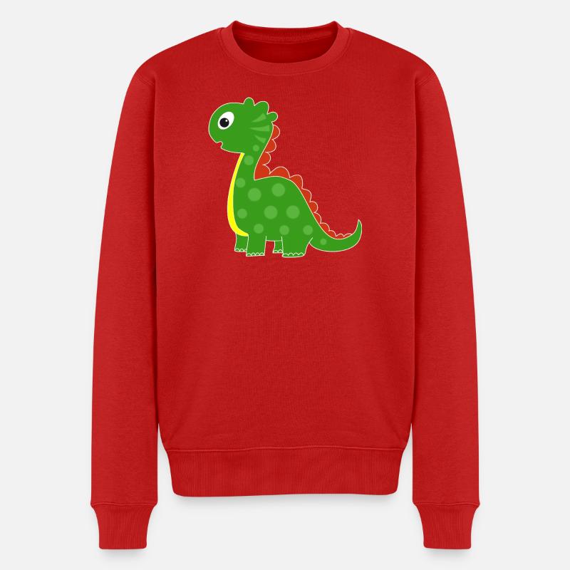 Grüner Dino mit hellen Punkten - Männer Premium Bio Pullover - Rot