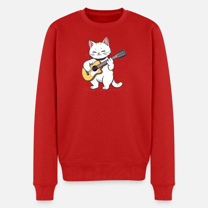 Cat joue de la guitare - Pull Premium bio Homme - rouge