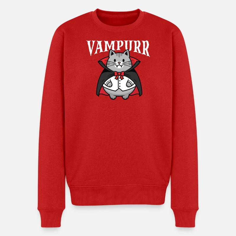Vampurr Spooky Halloween Vampire Chat - Pull Premium bio Homme - rouge