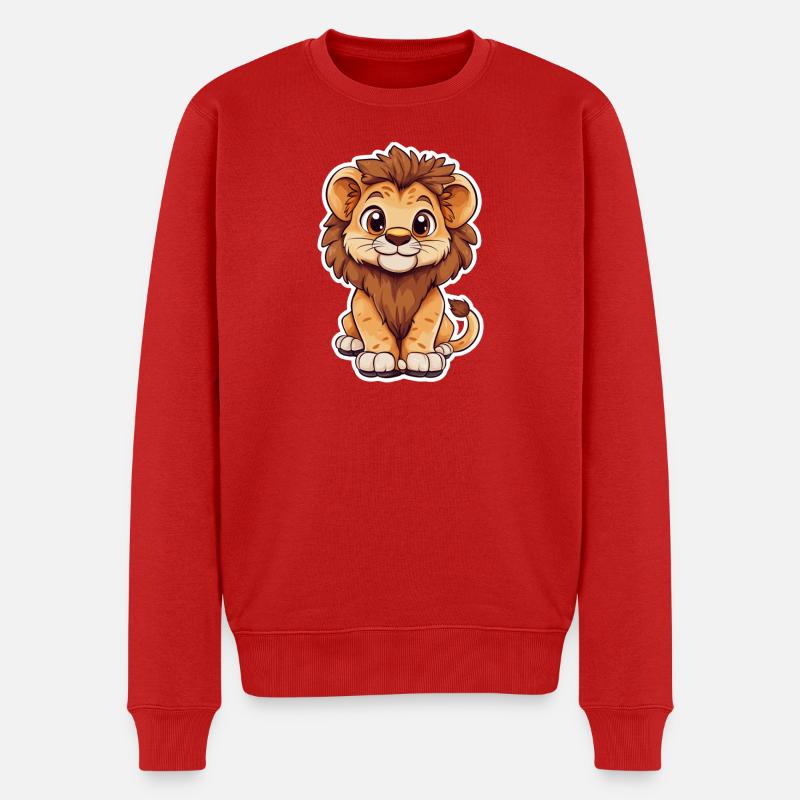 Löwe - Männer Premium Bio Pullover - Rot