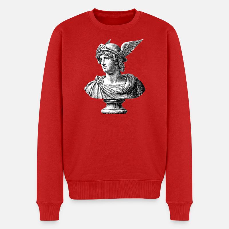 Antike Büste Hermes - Klassische Gravur - Männer Premium Bio Pullover - Rot