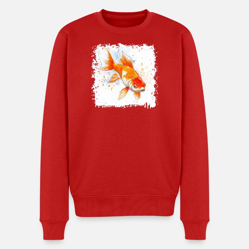 Koi Wasserfarbener Karpfen - Männer Premium Bio Pullover - Rot