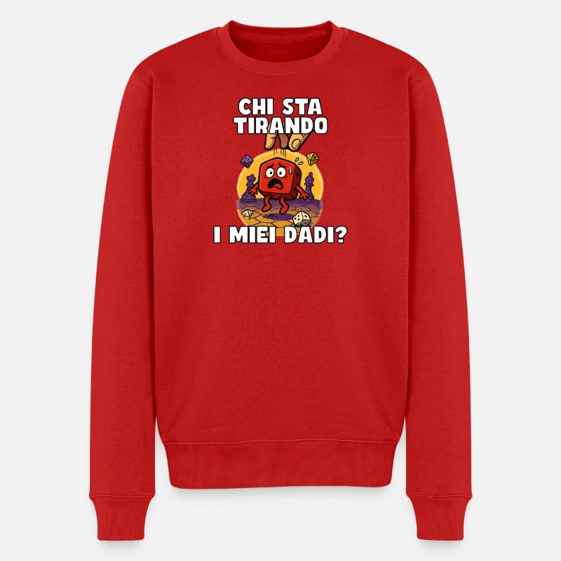 Wer würfelt mich? Hilfe. - Männer Premium Bio Pullover - Rot