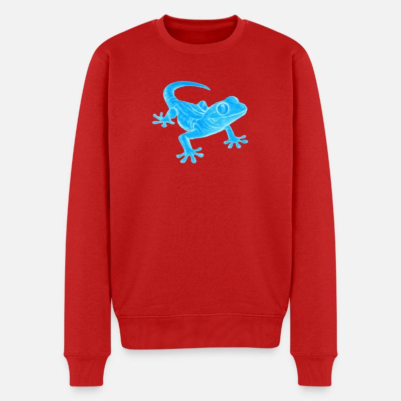 Blauer Gecko Silhouette Muster - Männer Premium Bio Pullover - Rot