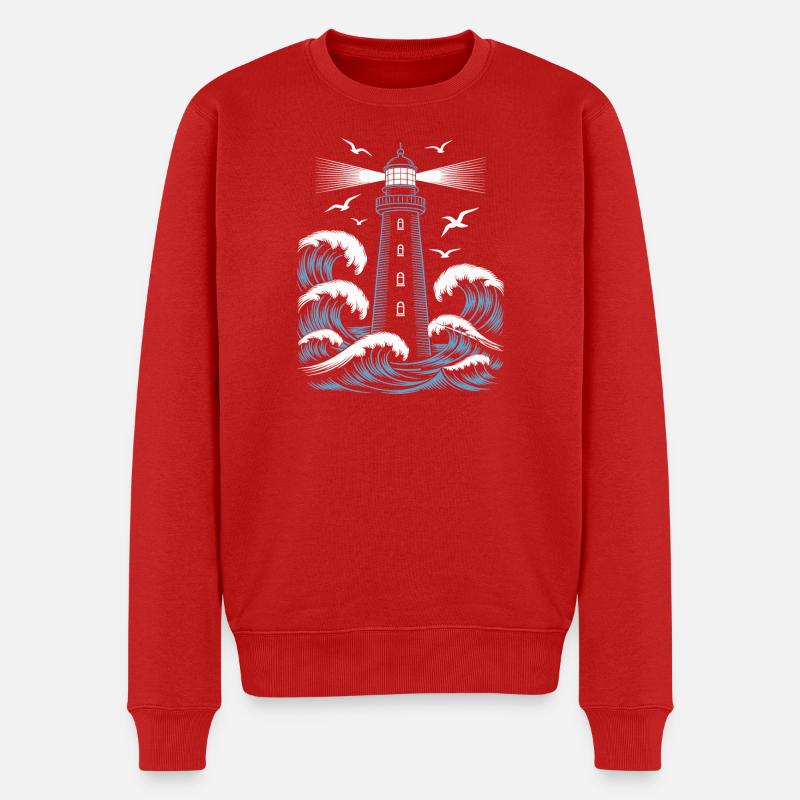 Leuchtturm - Männer Premium Bio Pullover - Rot
