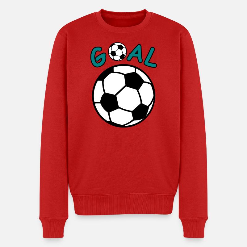 Fussball mit Goal Schriftzug - Männer Premium Bio Pullover - Rot
