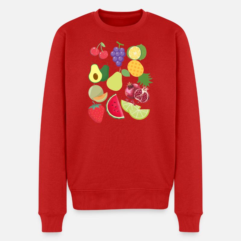 Früchte Retro Vintage niedliches buntes Design - Männer Premium Bio Pullover - Rot