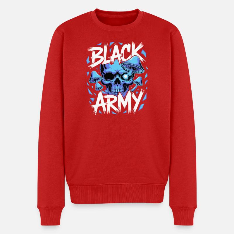 Blauer Schädel Armee Pilze - Männer Premium Bio Pullover - Rot
