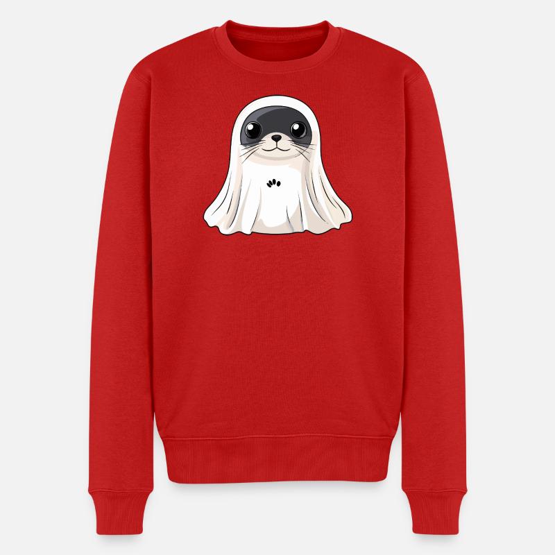 Robbe Tier Halloween Geist - Männer Premium Bio Pullover - Rot