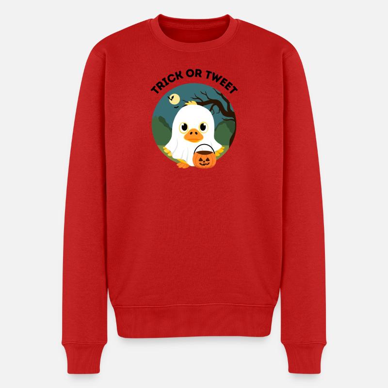 Trick oder Tweet – Süße Halloween Ente - Männer Premium Bio Pullover - Rot