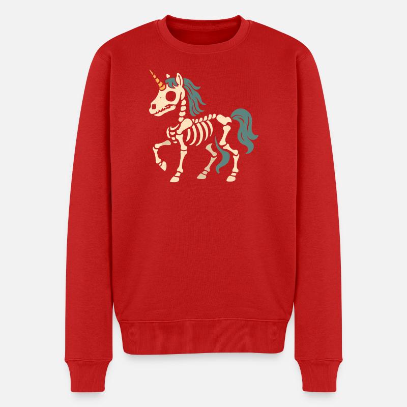 Pastell-Einhorn Skelett - Männer Premium Bio Pullover - Rot