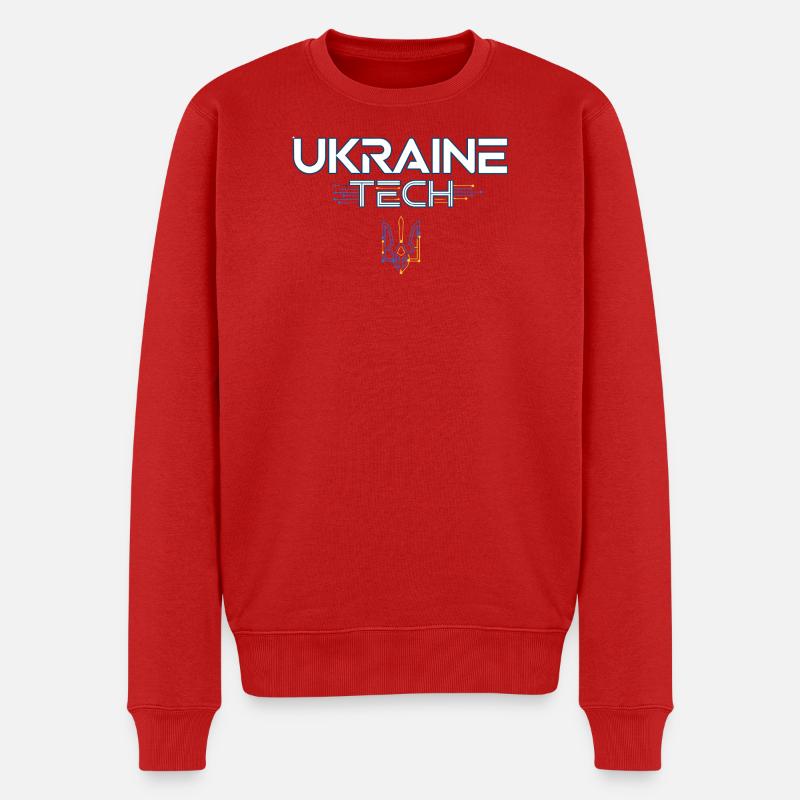 Ukraine Tech Crest Circuit - Männer Premium Bio Pullover - Rot