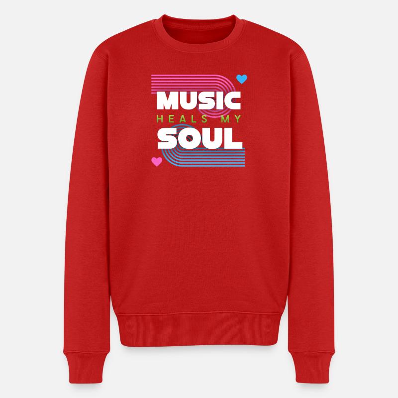 Musik heilt meine Seele - Männer Premium Bio Pullover - Rot