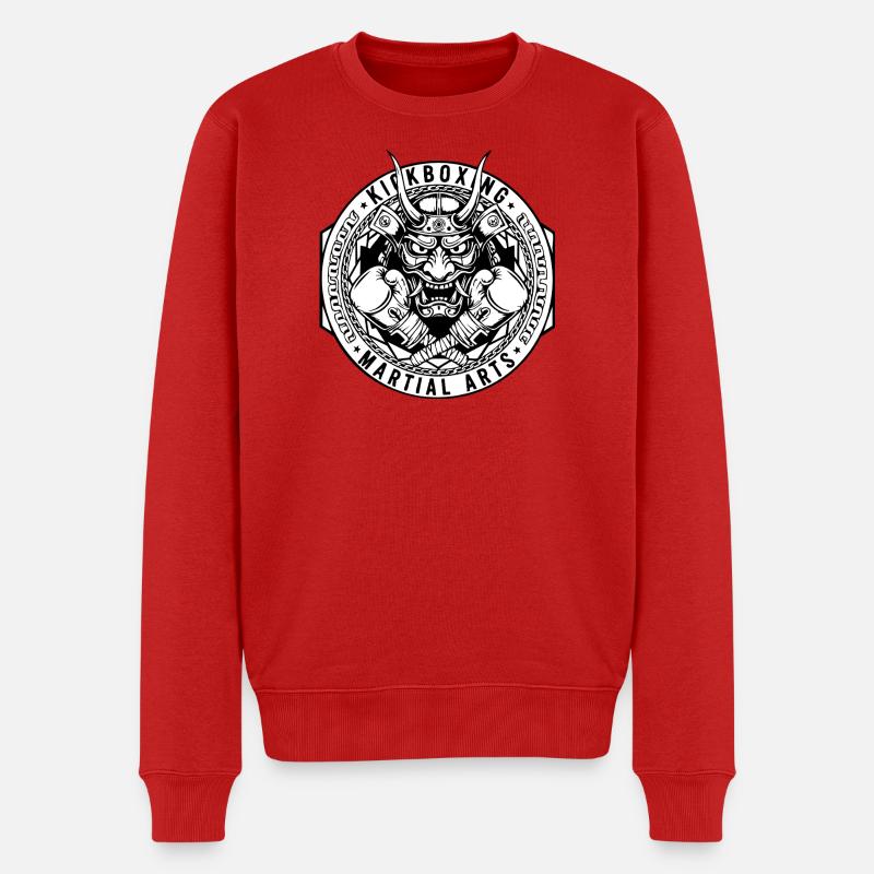 Kickbox Emblem Dämonenmaske - Männer Premium Bio Pullover - Rot