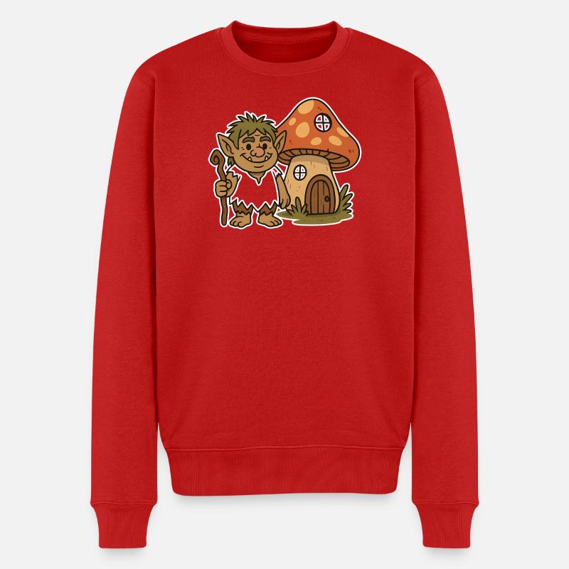 Waldtroll am Pilzhäuschen - Männer Premium Bio Pullover - Rot