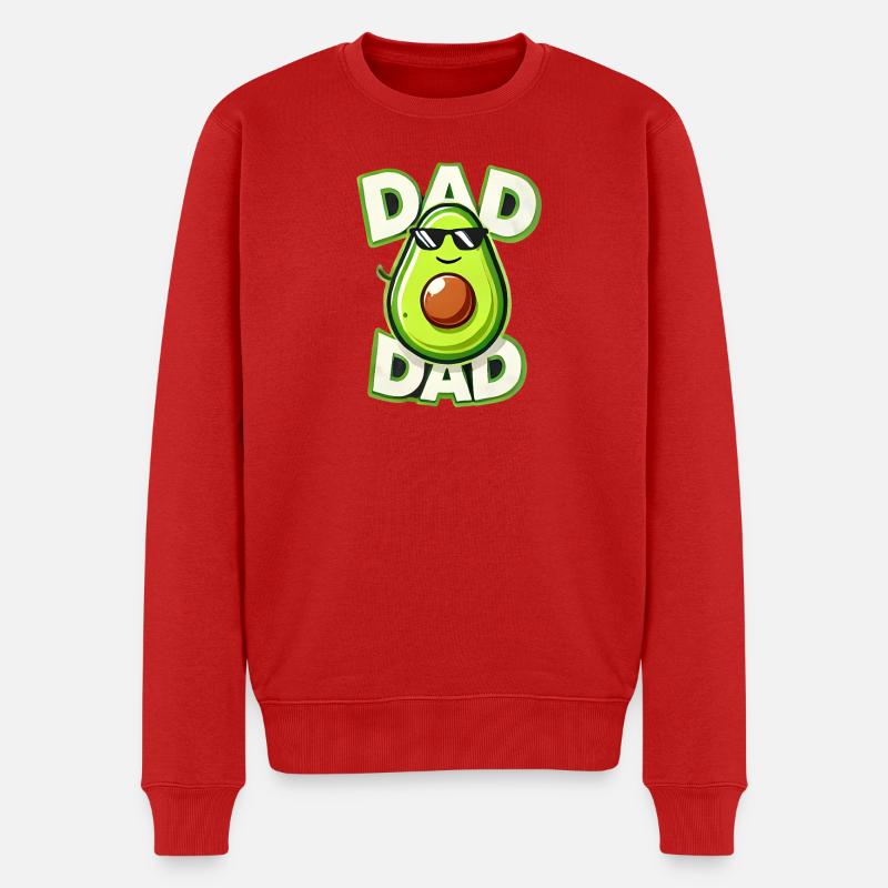 Avocado Papa mit Sonnenbrille, Väter - Männer Premium Bio Pullover - Rot