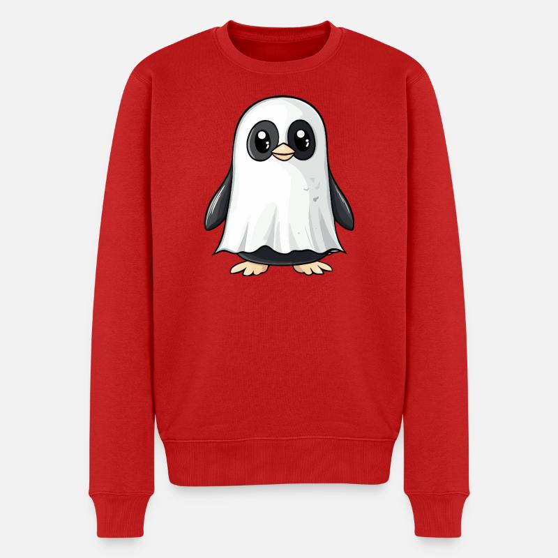 Pinguin Halloween Geist - Männer Premium Bio Pullover - Rot