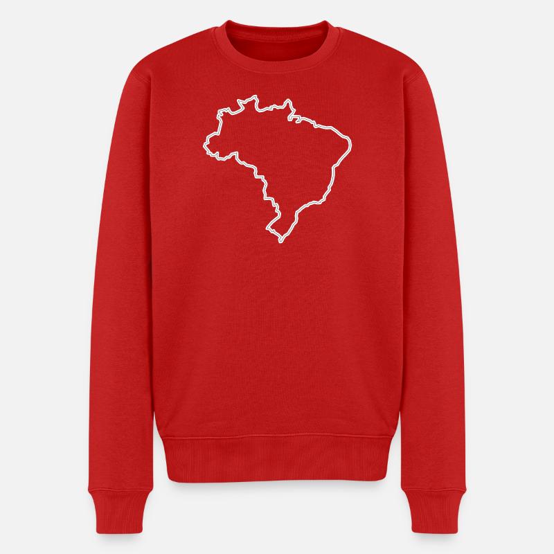 Brazil Outline – Minimalistisches Kartendesign - Männer Premium Bio Pullover - Rot