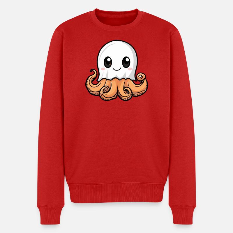 Oktopus Halloween Geist - Männer Premium Bio Pullover - Rot