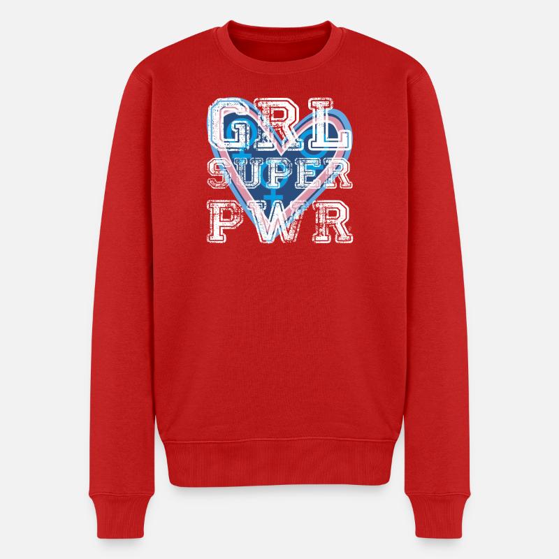 Power Girl Herz Regenbogen - Männer Premium Bio Pullover - Rot