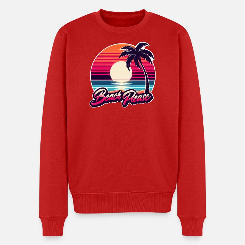 Coucher de soleil plage Beach Please - Pull Premium bio Homme - rouge