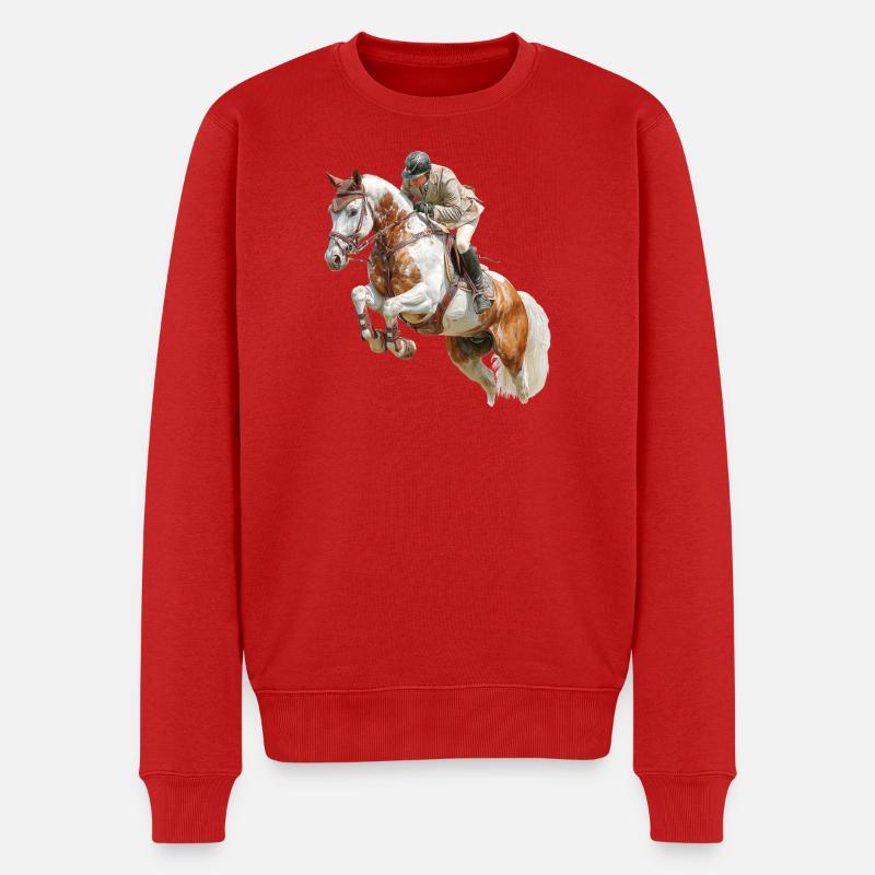 Cavalier sauteur au galop - Pull Premium bio Homme - rouge