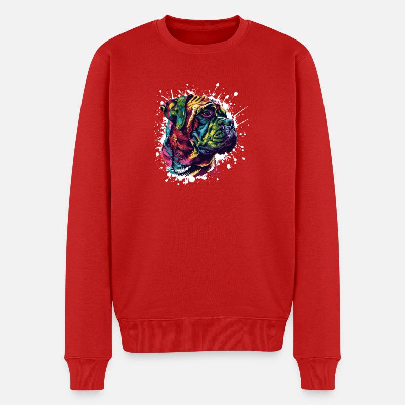 Farbiger Hund Portrait Splatter - Männer Premium Bio Pullover - Rot