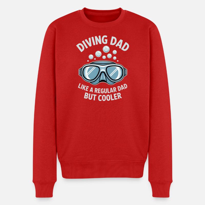Tauchen Spruch Papa Lustiges Tauchen Geschenk - Männer Premium Bio Pullover - Rot