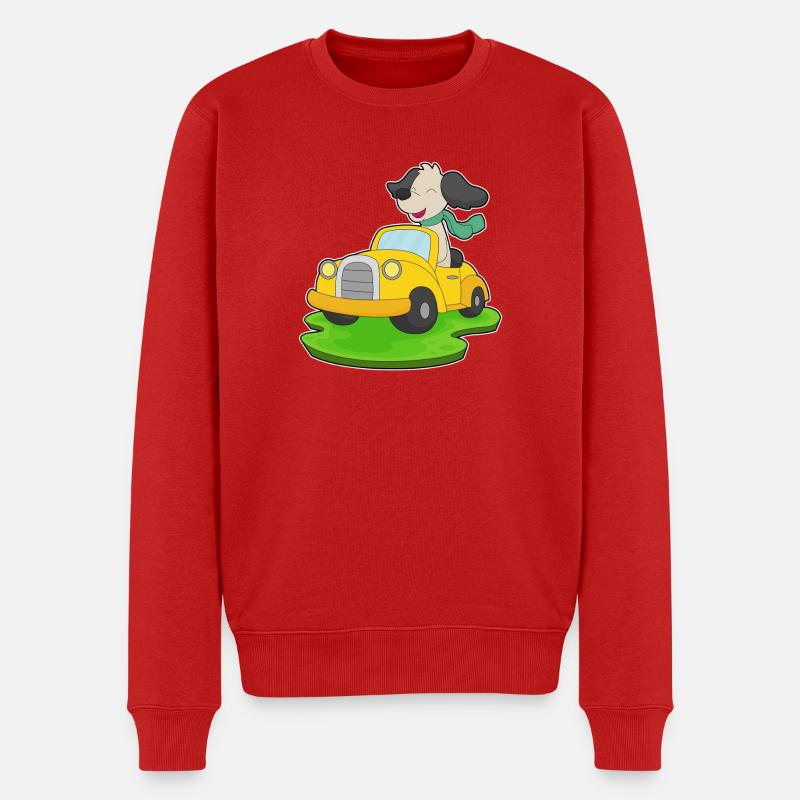 Hund Auto - Männer Premium Bio Pullover - Rot