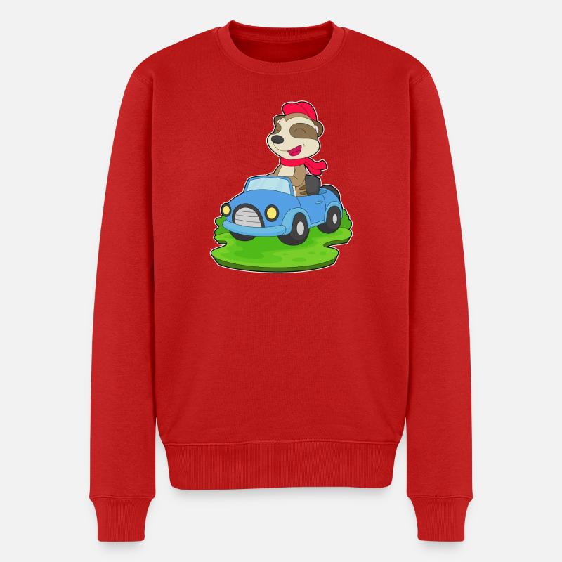 Erdmännchen Auto - Männer Premium Bio Pullover - Rot