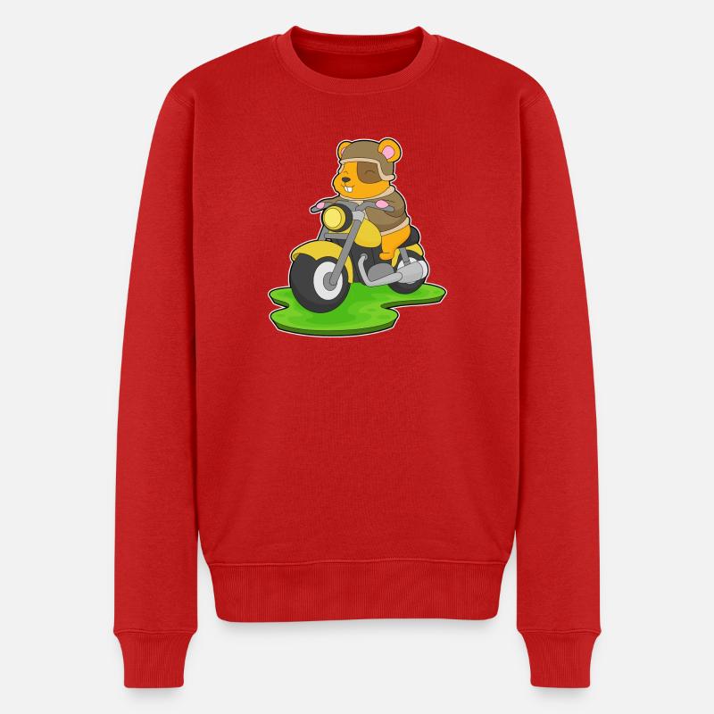 Hamster Motorrad - Männer Premium Bio Pullover - Rot