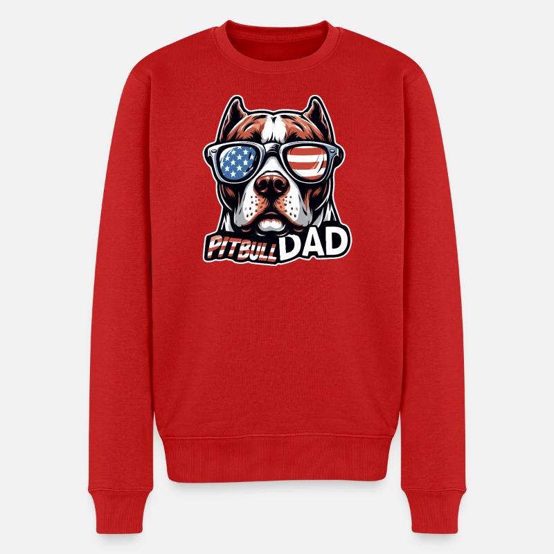 Pitbull Papa Brille USA - Männer Premium Bio Pullover - Rot