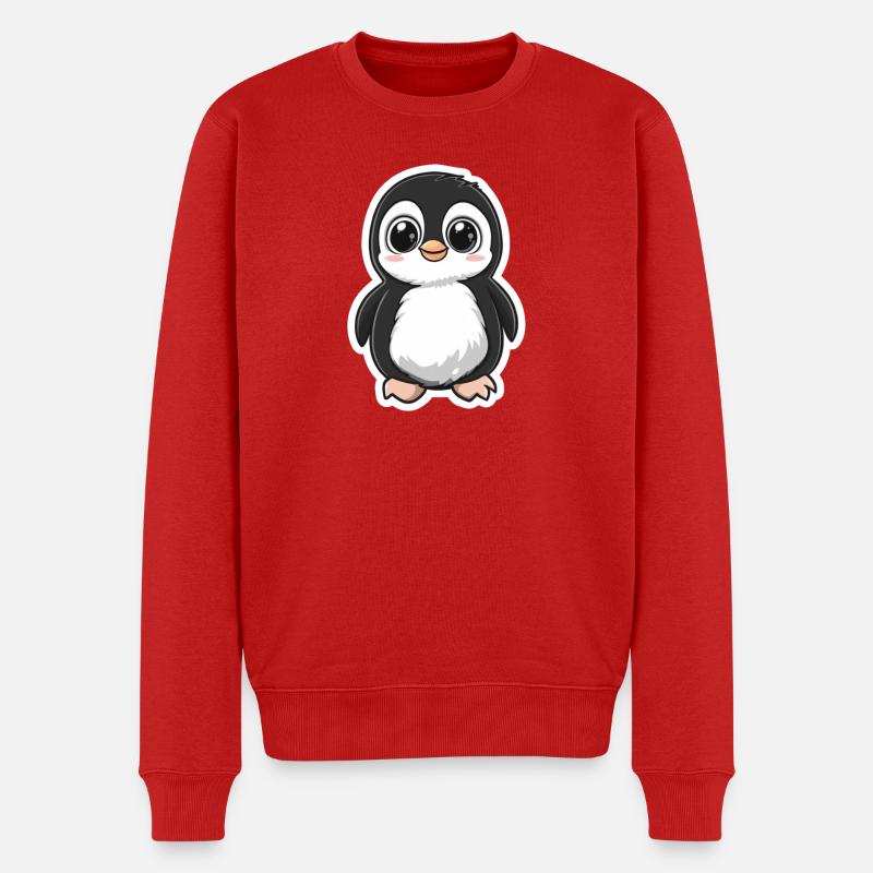 Pinguin - Männer Premium Bio Pullover - Rot