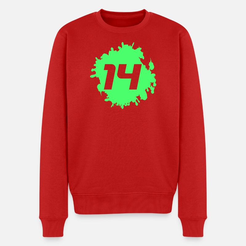 14 Neon Spritz Splash - Männer Premium Bio Pullover - Rot