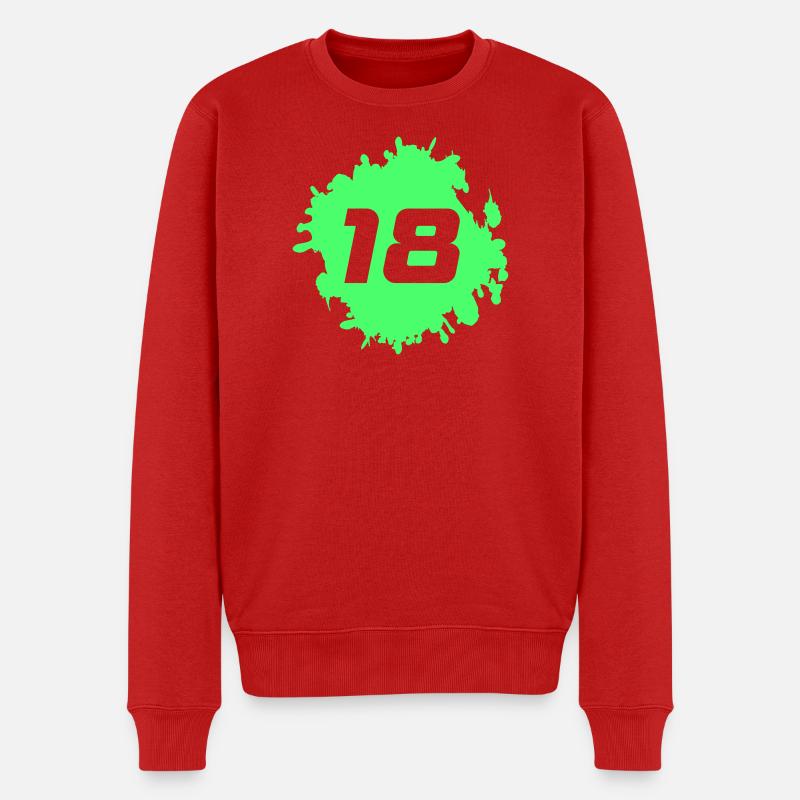 Neongrün Splatter 18 - Männer Premium Bio Pullover - Rot