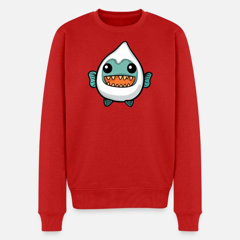 Piranha Fisch Halloween Geist - Männer Premium Bio Pullover - Rot